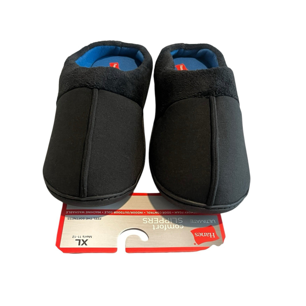 Hanes Mens Slippers XL 11-12 Black Memory Foam NWT